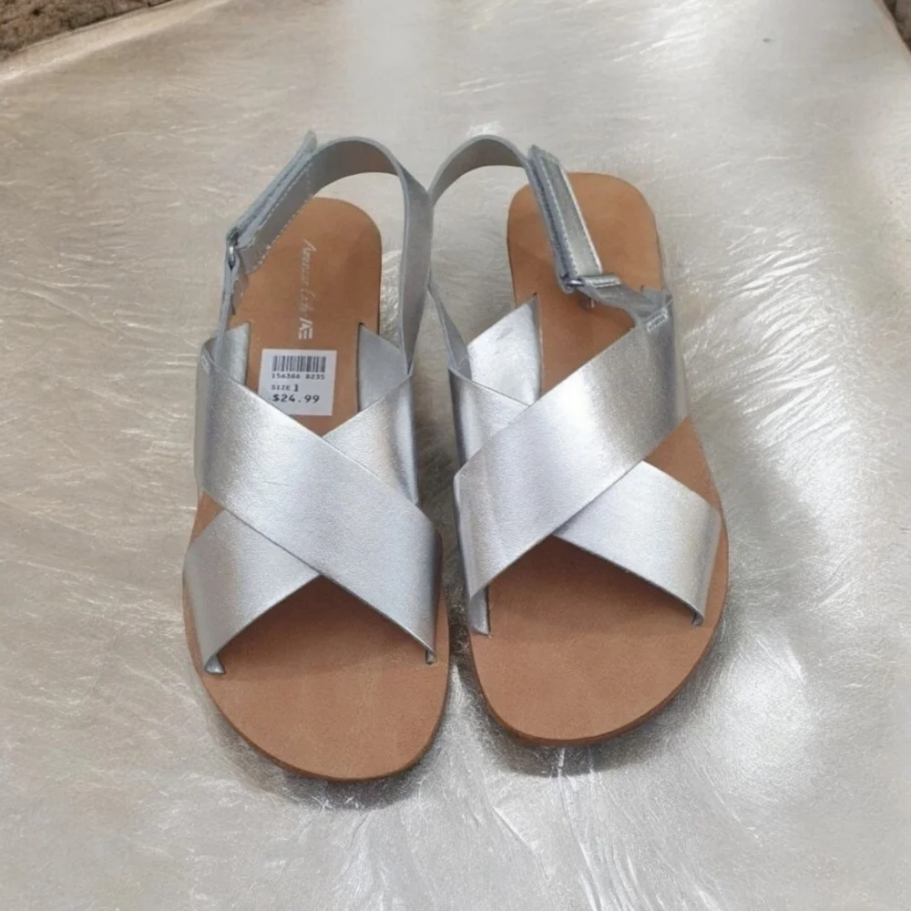Shoes Silver Sandles Girls Size 1 Kids